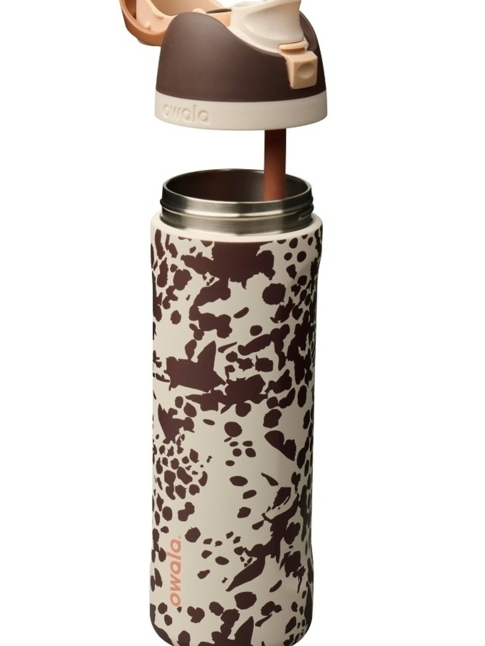 Owala Brown Cow Print Stainless Water Bottle - Brown/White - Picture 2 of 5